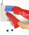 Heavy Duty Electrical Insulated Gloves Class 00 12KV 1.8mm Thick Rubber with tough protection during electrical panel work.