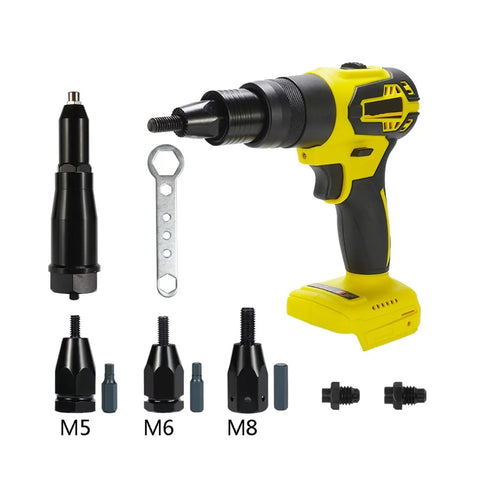 Badass Brushless Electric Rivet Nut Gun And Rivet Gun Combo For M3 To M12 Dual Purpose Power Tool with copper motor and accessories.