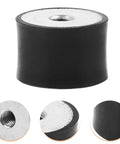 Heavy Duty Rubber Vibration Isolator Mounts With Double Ended Internal Thread Nuts For Air Compressors And Industrial Equipment Noise Reduction, Shock Absorber Pads And Anti Vibration Feet, black rubber isolator with metal insert