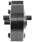 Rock Solid Heavy Duty Metal Transfer Case Gearbox For 112 Scale Rc Crawlers featuring steel design and mounting bolts seen from the side.