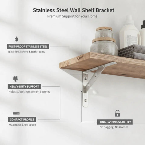 Heavy Duty 304 Stainless Steel L Shape Shelf Bracket For Kitchen Bathroom And Garage Storage Rust Resistant And Extra Strong Support
