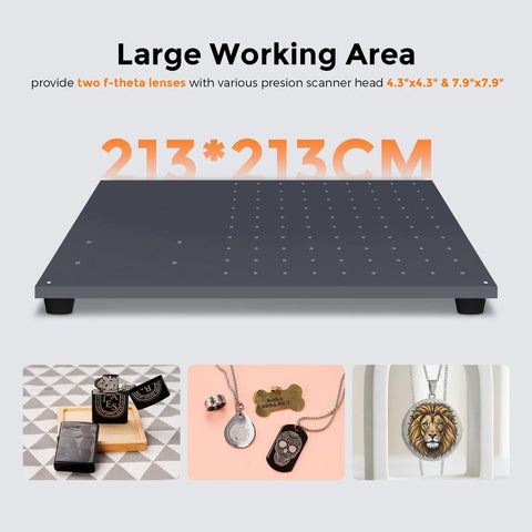 213x213 cm work area of 60W JPT MOPA Fiber Laser Engraver For Color Marking And Metal Engraving, High Speed 10,000 mm Per Second