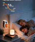 Portable 450W Plug In Heater With Remote on bedroom wall, clear LED display, warming sleeping mother and child