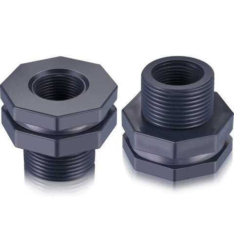Three Quarters Inch PVC Bulkhead Fitting With Four Millimeter Silicone Seal Gasket For Rain Barrels Aquariums Water Tanks Ponds Pools