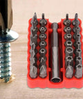 Stunning 32 in 1 Hollow Star And Hex Bit Set For Pros T9 To T40 Torx Plus Security Bits Great For Bike Repair Electronics And Custom Builds, chrome steel bits in red case