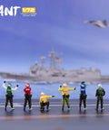Six Piece One Seventy Two Scale US Aircraft Carrier Deck Crew Figures Set For Aircraft Display Model Kit in colorful clothing