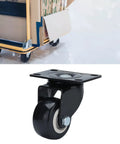 Solid 2.5 Inch Heavy Duty Swivel Casters Featuring Twin Ball Bearings And Quiet Rolling Polyester Wheels For Warehouse Carts and Utility Furniture. View of a single caster wheel.