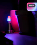 E12 Candle Color Wi Fi Smart LED Light Bulb With Polychrome Technology 27 Addressable Zones Create Smooth Gradients in dark room