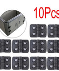 10 Pack Plastic Nylon Folding Hinge Set For Cabinets And Electrical Boxes, Quiet Soft Close shown with gray cabinet