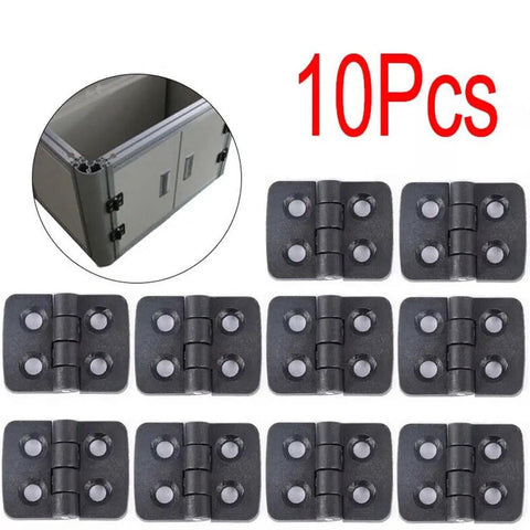 10 Pack Plastic Nylon Folding Hinge Set For Cabinets And Electrical Boxes, Quiet Soft Close shown with gray cabinet