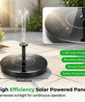 Close-up of Solar Powered Floating Fountain For Bird Bath And Pond Easy Setup Outdoor Water Feature in sunlight