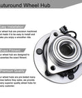 Front Wheel Bearing Hub Assembly 515066 6 Lug With ABS For Nissan Titan Armada Pathfinder Infiniti QX56 2004 2005 2006 2007 Compatible Replacement Wheel Hub Bearing Carrier displayed with installation and fitment details.