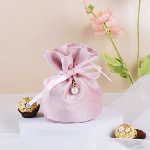 Plush Gift Bags 20 Pack For Candy Packaging And Party Supplies Ideal For Wedding Planners And Event Organizers Drawstring Closures displayed on table