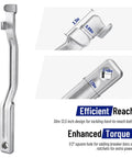 Workhorse Offset Wrench Extender Tool Set With 13.5 Inch Length, side view showing dimensions and square drive adapter