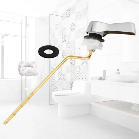 Universal Side Mount Toilet Handle Replacement Kit With Brass Flush Lever And Stainless Steel Flapper Chains, Chrome Finish, Fits Most Toilets, Adjustable Length For Easy Install, Durable Metal Construction