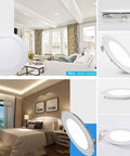 8 Inch Ultra Thin Round LED Recessed Panel Light Non Dimmable 18W 6500K Cool White Ceiling Downlight, AC 85-265V, shown in room settings