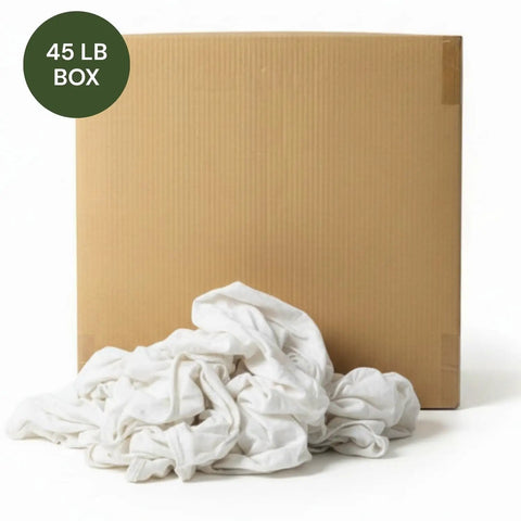 Bulk White Cotton Wiping Rags Made From Premium T Shirt Material Lint Free Cleaning Cloths For Auto Detailing Pro Grade Auto Care 45 Lbs Box