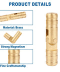 Brass Hidden Cylinder Hinges And Round Magnets Pack for Jewelry Boxes and Small Furniture, close-up of brass hinge details.