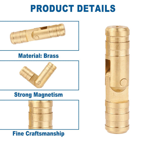 Brass Hidden Cylinder Hinges And Round Magnets Pack for Jewelry Boxes and Small Furniture, close-up of brass hinge details.
