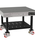 Shop Tough Mobile Welding Table 48 Inch Heavy Duty Work Bench featuring precision hole grid and smooth rolling locking casters.