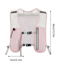 Ultra Lightweight Running Hydration Vest with Adjustable Straps, Pink, Mesh Back, Chest Pack, Non Slip for Women, Dimensions Shown