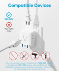 Seven In One Foldable European Travel Plug Adapter With Four AC Outlets And Three USB Ports Type C plugged into wall socket