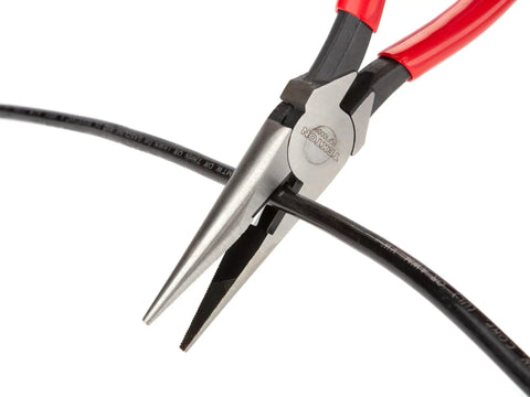 Long Nose Pliers Set Three Piece Includes 7 Inch Straight 8 Inch Straight And 6 Inch Bent Nose With 70 Degree Angled Tips gripping wire