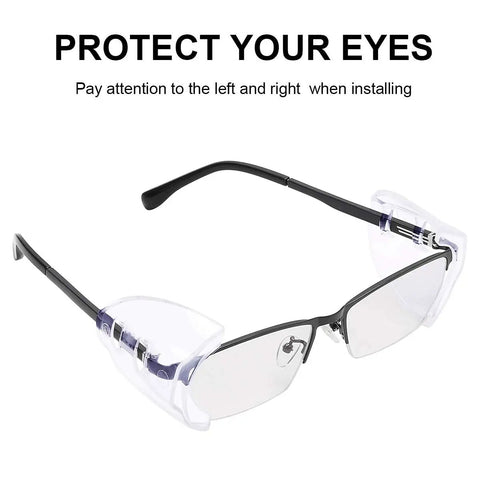 10 Pack Slip On Eye Glasses Side Shields For Safety Glasses, Flexible TPU Protective Shields on black frame glasses