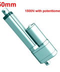 Built Tough Electric Linear Actuator Featuring Inline Safety Brake, 50mm Travel Stroke, 1500N force with potentiometer visible at angle.