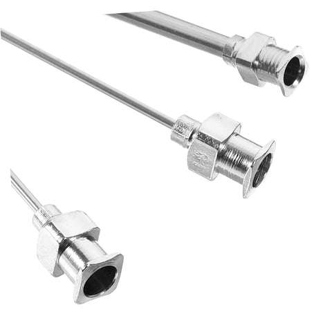 Top Tier Stainless Steel Luer Lock Dispensing Needles 12 Pack Blunt Tip Syringe Tips For Glue Ink And Adhesive 2.40 Inch Slick Flow Kit showcasing three stainless steel blunt tip syringe tips.