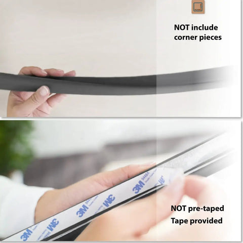 Heavy Duty Edge Protector For Baby Proofing 9Ft Edge Guards, Soft Rubber Foam Bumper, Onyx Black with 3M Adhesive shown applied.