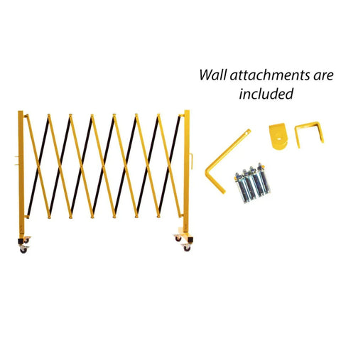 Heavy Duty Expandable Metal Barricade Gate For Crowd Control And Traffic Jobs No Sweat Retractable Fence with wall attachments included.