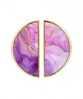 2 Pack Purple Pink Gold Fluid Art Cabinet Pulls With 3 Inch Center Hole Gold Semicircle Drawer Handles For Kitchen Vanity Bathroom