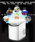 Countertop Ice Maker Machine Freezing Bullet Ice In Six Minutes Flat With One Touch Ease No Plumbing Required, compact white design for versatile use.