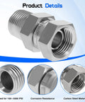 Hydraulic Swivel Adapter 3/8 NPTF Male To 3/8 NPSM Female Swivel Fitting 360 Degree Rotation For Ultimate Install Flexibility Heavy Duty Hydraulic Line Connector For Leak Free Performance, carbon steel
