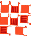 Four Pack Ratchet Band Clamp Blocks For Woodworking, orange plastic clamp blocks for furniture and carpentry fastening.