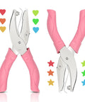 Two Piece Heart and Star Handheld Hole Punch Set Stainless Steel Single Hole Punchers With Soft Grip Handles for DIY Crafts