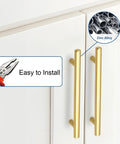 30 Pack 5 Inch Center To Center Gold Brass Cabinet Pulls For Kitchen Cabinets And Drawer Fronts showing easy installation on doors