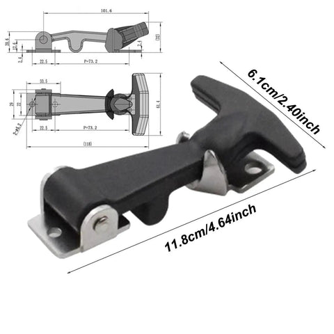 Rugged Heavy Duty Rubber Hood Catch Kit With Stainless Steel Bracket and T Handle Latch, 11.8 cm, vehicle and box use