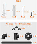 Accessories for Industrial Pipe Shelving Kit 55 Inch Tall 5 Tier DIY Wall Mounted System, including screws and pipe fittings.