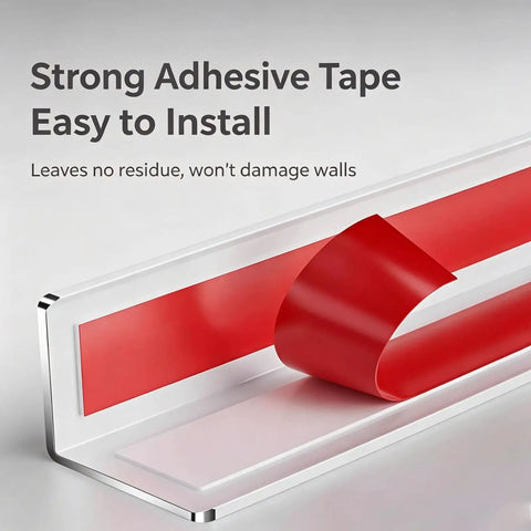 Heavy Duty Aluminum Corner Guard 89 Degree With Smooth Rounded Edge, Ultra Strong Adhesive Wall Protector close-up with red tape