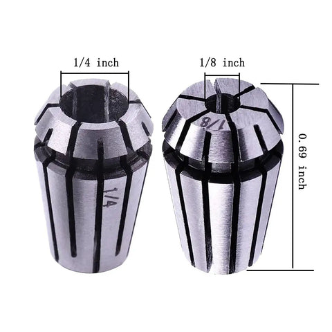 ER11 Collet Nut Set Includes 1 8th Inch Collet and 1 4th Inch Collet with Clamping Nut for CNC Engraving, Milling, and Lathe Work