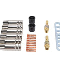 Fafeicy 21 Piece Welding Accessory Kit With Brass Gas Nozzles And 0.8mm Contact Tips For Mig Welding Torch showing brass nozzles and connectors.