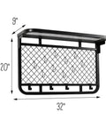Reversible Garage Wall Grid Shelf With Hooks Built Tough Steel Storage Organizer Mounts To Studs Holds Up To 60 Pounds Black