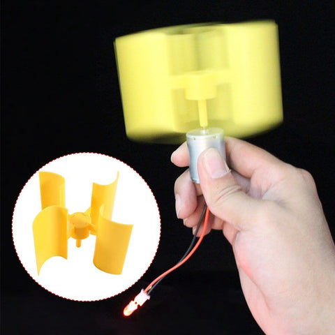 Micro Vertical Wind Turbine Kit For Hands On Learning Tiny Wind Generator Blades For Demonstrating Wind Power Principles Classroom DIY Science Education Experiment handheld close-up