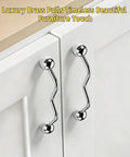 5.91 Inch Bright Chrome Zinc Alloy Cabinet Pulls With 128mm Hole Spacing Heavy Duty Round Ball Drawer Handles For Kitchen Cabinets