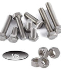 304 Stainless Steel M5 Hex Bolts And Nuts Kit With Flat Head Screws And Socket Head Cap Screws, Heavy Duty Hardware Set