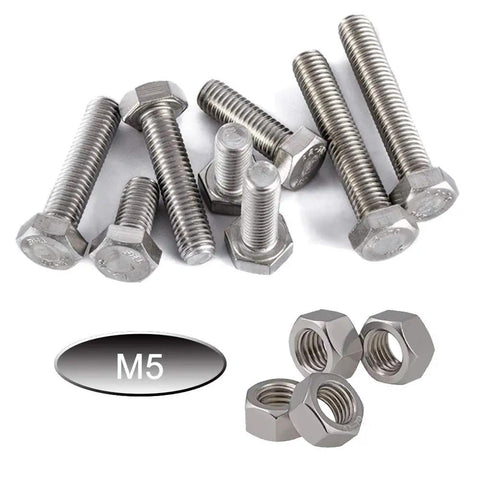 304 Stainless Steel M5 Hex Bolts And Nuts Kit With Flat Head Screws And Socket Head Cap Screws, Heavy Duty Hardware Set
