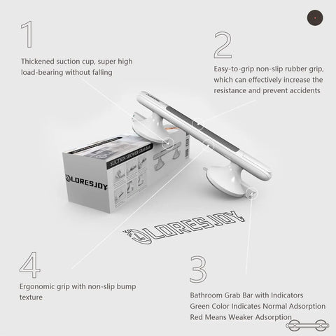 12 Inch Shower Handles For Elderly Suction Grab Bars No Drill Waterproof With Indicators For Seniors packaging