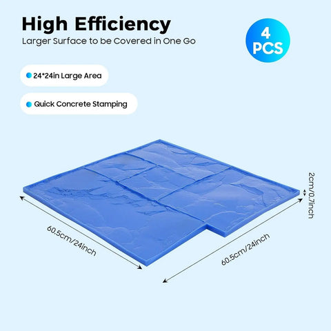 4 Pack 24x24 Concrete Stamping Mats Set With Realistic Slate Texture Durable Polyurethane Stamping Mats For Walls And Floors